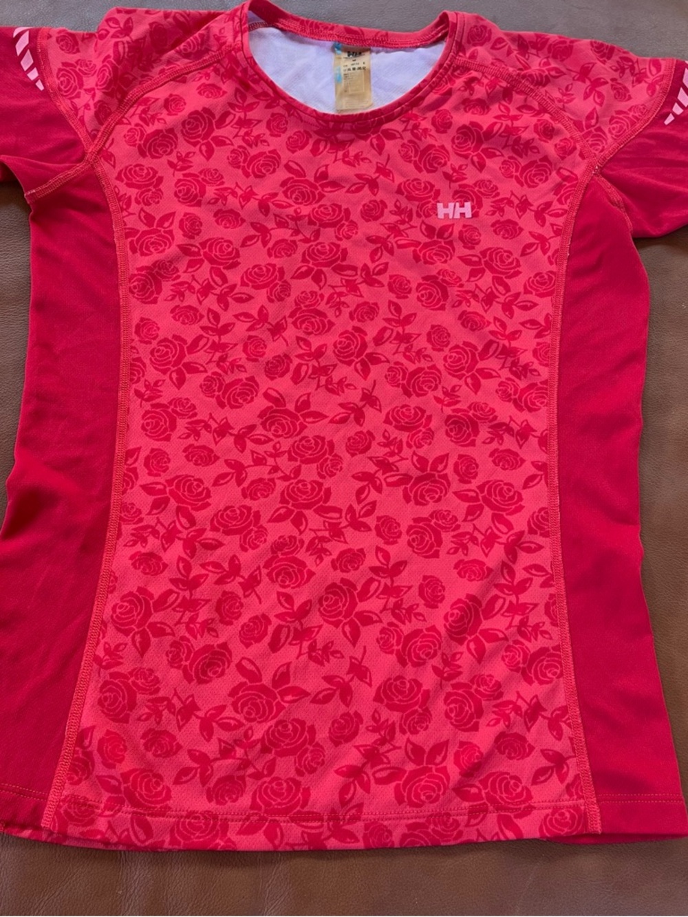 Helly Hansen Bright Pink Floral Short Sleeve Active Tee